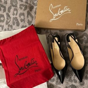 SOLD - Christian Louboutin Kate Sling Patent 55 in black 38/8 New